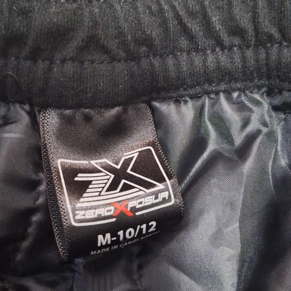Zero Xposur zip closure snow ski pants - M 10-12 - lined black - Picture 3 of 7